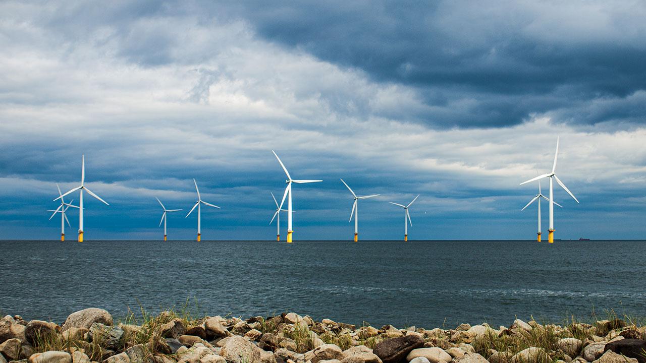 Wind turbine and maintenance vessel in offshore wind lease area